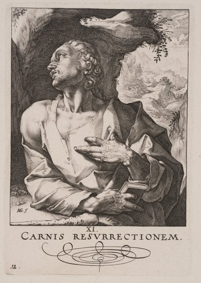 Judas Thaddeus, van Christus, de Apostelen en Paulus met het Credo door Hendrick Goltzius