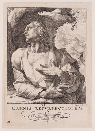 Judas Thaddeus, van Christus, de Apostelen en Paulus met het Credo door Hendrick Goltzius
