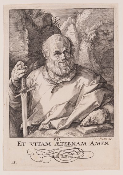 Matthias, van Christus, de Apostelen en Paulus met het Credo door Hendrick Goltzius