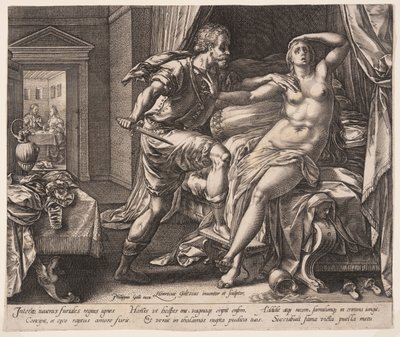 Tarquinius en Lucretia, uit Het verhaal van Lucretia door Hendrick Goltzius