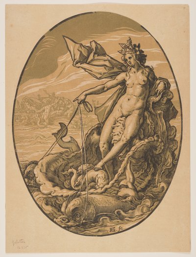 Tethys, van De godheden door Hendrick Goltzius