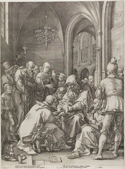 De Besnijdenis, plaat vier uit De Geboorte en Vroege Leven van Christus door Hendrick Goltzius