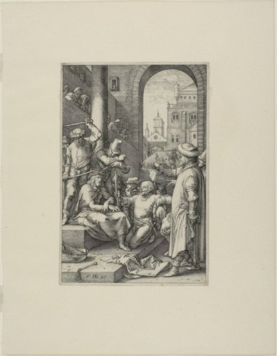 De Kroning met Doornen, plaat zeven uit De Passie van Christus door Hendrick Goltzius