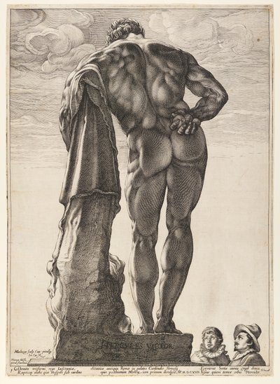 De Farnese Hercules, van drie beroemde antieke beelden in Rome door Hendrick Goltzius