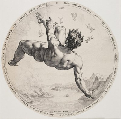 De vier schandeplegers - Phaëton door Hendrick Goltzius