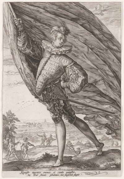De grote vaandeldrager door Hendrick Goltzius