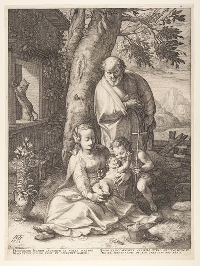 De Heilige Familie met het Kind Johannes de Doper, uit De geboorte en het vroege leven van Christus door Hendrick Goltzius