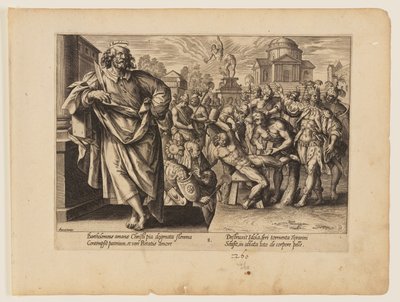 Het martelaarschap van de heilige Bartholomeus, uit Het martelaarschap van Christus en de apostelen door Hendrick Goltzius