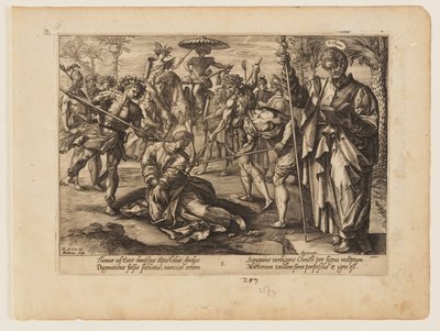Het martelaarschap van Sint-Thomas, uit Het martelaarschap van Christus en de apostelen door Hendrick Goltzius