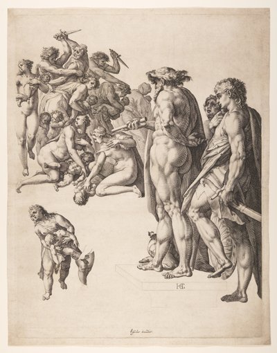 De slachting van de onschuldigen door Hendrick Goltzius