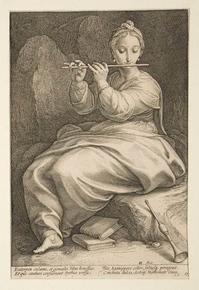 De Negen Muzen: Euterpe, #6 in een serie van 9 door Hendrick Goltzius