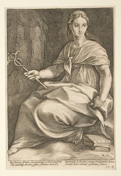 De Negen Muzen: Polyhymnia, #8 in een serie van 9 door Hendrick Goltzius