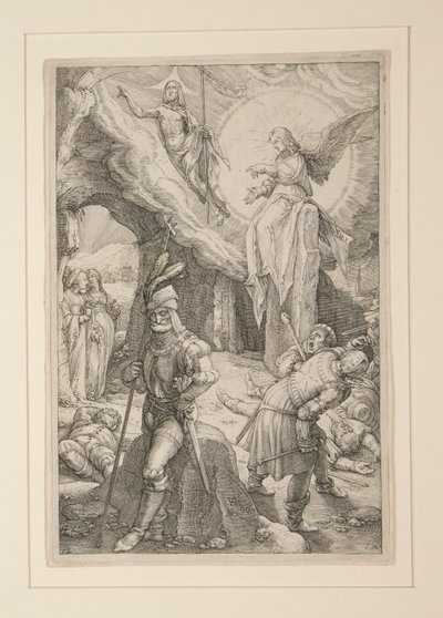De Opstanding, uit De Passie, #12 in een serie van 12 gravures door Hendrick Goltzius