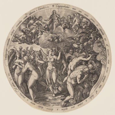 De scheiding van de gezegenden en de verdoemden door Hendrick Goltzius