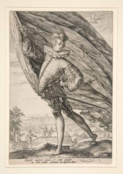 De vaandeldrager, naar links gedraaid door Hendrick Goltzius