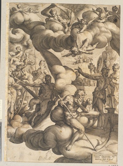 De bruiloft van Cupido en Psyche door Hendrick Goltzius