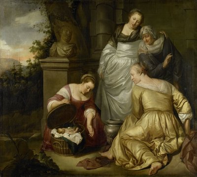 Erichthonius gevonden door de dochters van Cecrops door Hendrick Heerschop