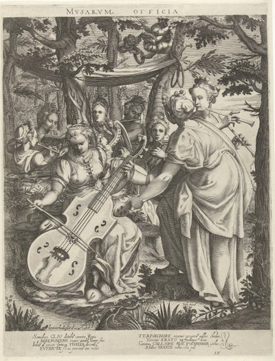 Concert van de muzen op de Parnassus door Hendrick Hondius (I)
