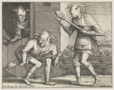 Drie zotten (Zotten) door Hendrick Hondius (I)