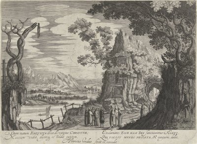 Johannes de Doper identificeert Christus als het Lam Gods door Hendrick Hondius (I)