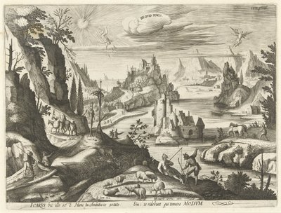 Landschap met de val van Icarus door Hendrick Hondius (I)
