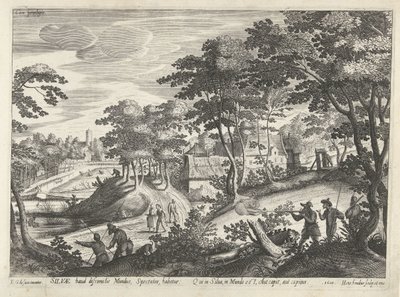 Landschap met een jachtscène door Hendrick Hondius (I)