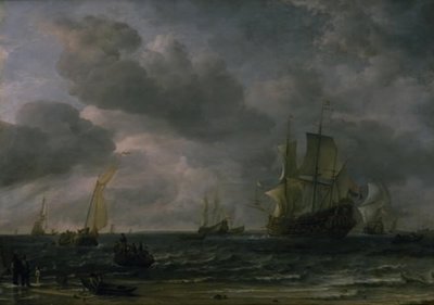 Schepen in een Bries voor de Nederlandse Kust door Hendrick Jacobsz Dubbels