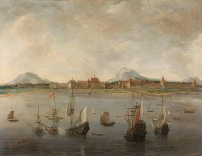Uitzicht op Batavia door Hendrick Jacobsz. Dubbels