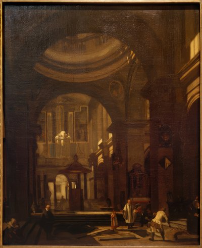 Interieur van een katholieke koepelkerk door Hendrick Jurianesz van Streek
