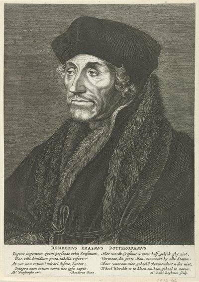 Portret van Desiderius Erasmus door Hendrick Lambertsz. Roghman