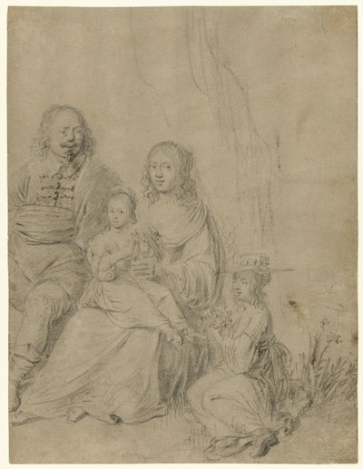 Familiegroep bestaande uit een ouderpaar en twee dochters door Hendrick Martensz. Sorgh (attributed to)