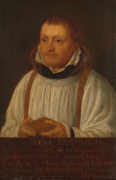 Portret van Huybert Duyfhuys (ca. 1515-81), pastoor van de Sint-Jacobskerk, Utrecht door Hendrick Martensz. Sorgh
