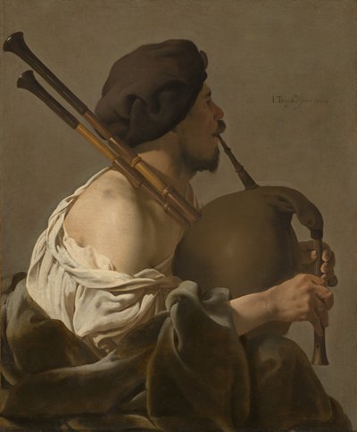 Doedelzakspeler door Hendrick ter Brugghen