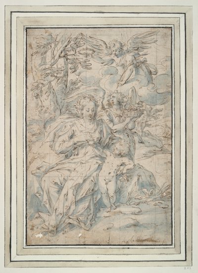 Maagd en Kind met Twee Engelen door Hendrick de Clerck