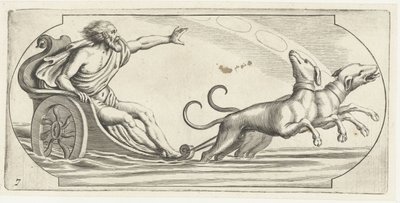 Een zeegod op een strijdwagen door Hendrick de Keyser (I)