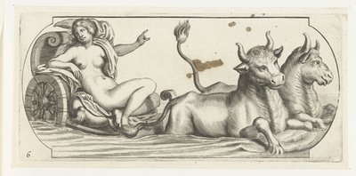 Europa op een strijdwagen (Nouveau Livre des Dieux et Deeßes De la Marine Bouckje van Zeegoden en Godinnen) door Hendrick de Keyser (I)