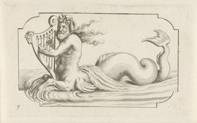 Triton die op een harp speelt door Hendrick de Keyser (I)