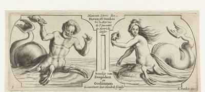 Twee compartimenten, in elk een triton door Hendrick de Keyser (I)