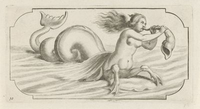 Vrouwelijk figuur blaast op een schelp door Hendrick de Keyser (I)