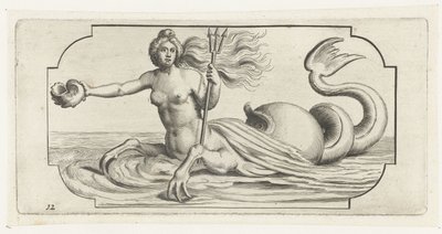 Vrouwelijk figuur met drietand van Neptunus door Hendrick de Keyser (I)