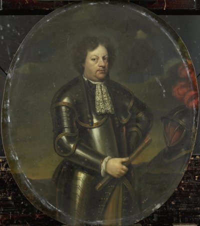 Portret van generaal-majoor Hans Willem, baron van Aylva, genaamd De Formidabele Generaal door Hendrick de Valk