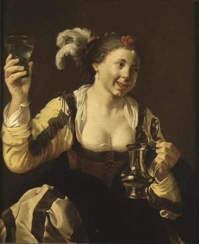Een meisje met een glas, ca. 1620 door Hendrick ter Brugghen