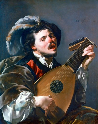 Een man die een luit bespeelt, 1624 door Hendrick ter Brugghen
