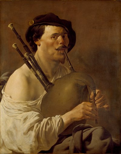 Portret van een Man die Doedelzak speelt, 1624 door Hendrick ter Brugghen