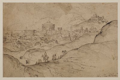 Landschap met uitzicht op een stad, 16e eeuw door Hendrick van Cleve