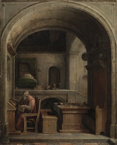 Sint Hiëronymus in zijn studeerkamer door Hendrick van Steenwijck