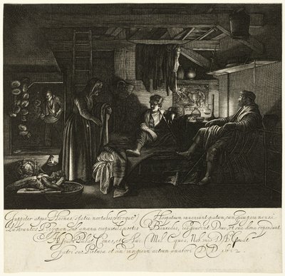 Jupiter en Mercurius in het Huis van Philemon en Baucis door Hendrick von Goudt