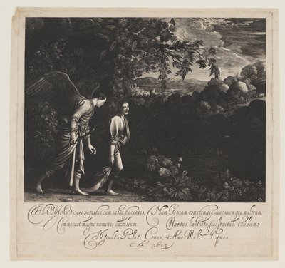 Tobias en de engel door Hendrick von Goudt