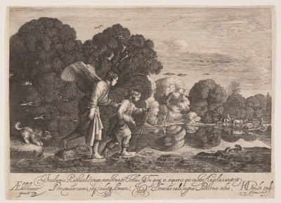 Tobias en de engel Gabriël door Hendrick von Goudt