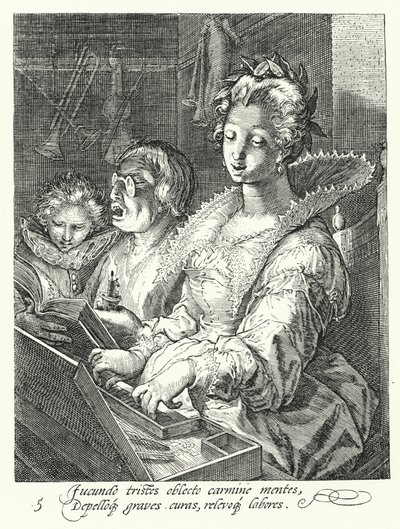 Muziek door Hendrik (after) Goltzius